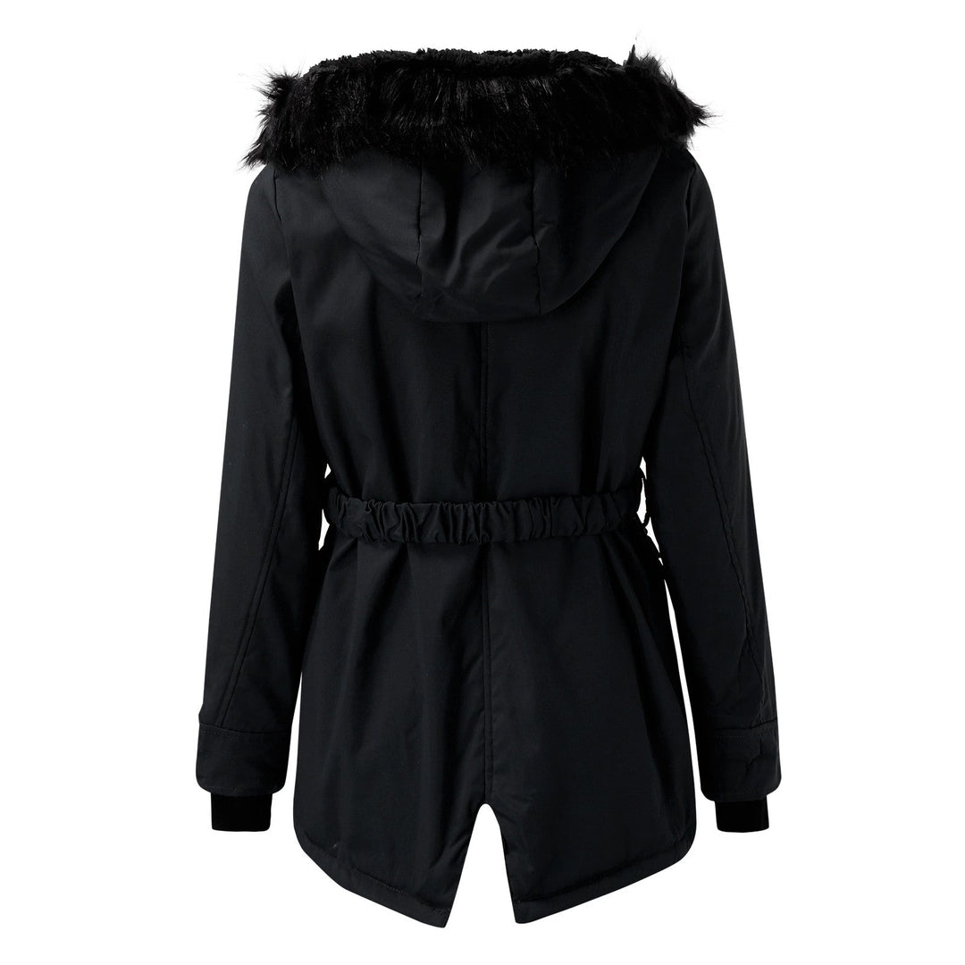 Damen Winterjacke warm mit Kunstpelzkapuze (8)