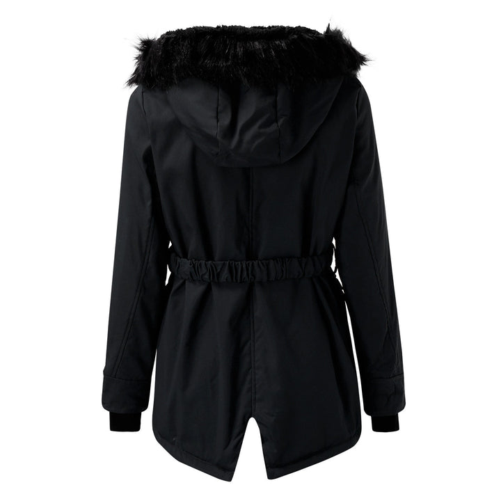 Damen Winterjacke warm mit Kunstpelzkapuze (8)
