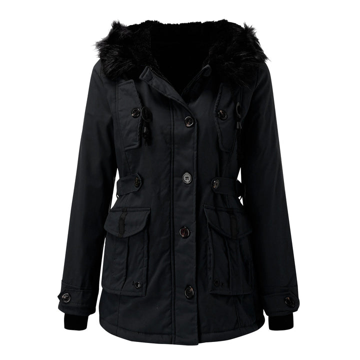Damen Winterjacke warm mit Kunstpelzkapuze (9)
