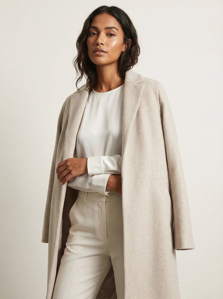 Damen Wintermantel aus Wollmisch im klassischen Schnitt in Beige
