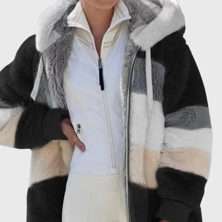 Damen Wintermantel elegant für den Herbst in Black Stripes