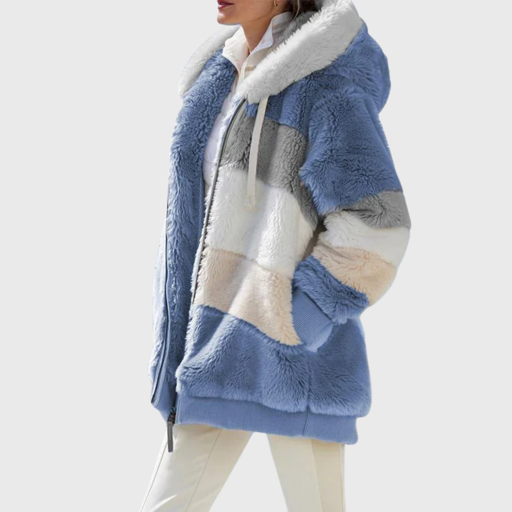 Damen Wintermantel elegant für den Herbst in Blue Stripes
