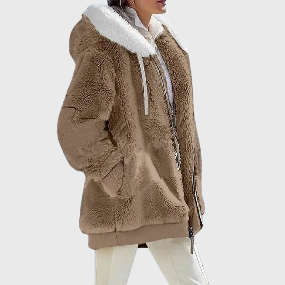 Damen Wintermantel elegant für den Herbst in Braun