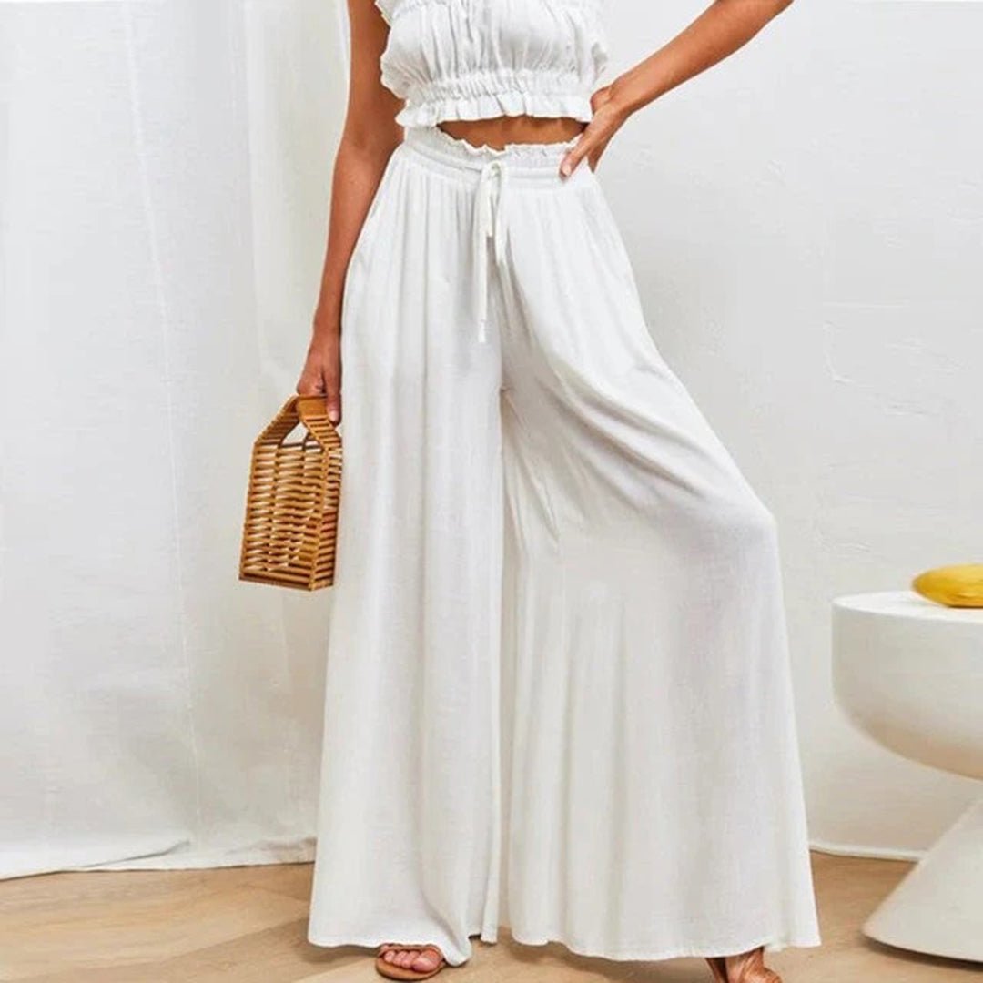 Dörthe Weite Leinenhose im Culotte-Stil mit hohem Bund Foto 2