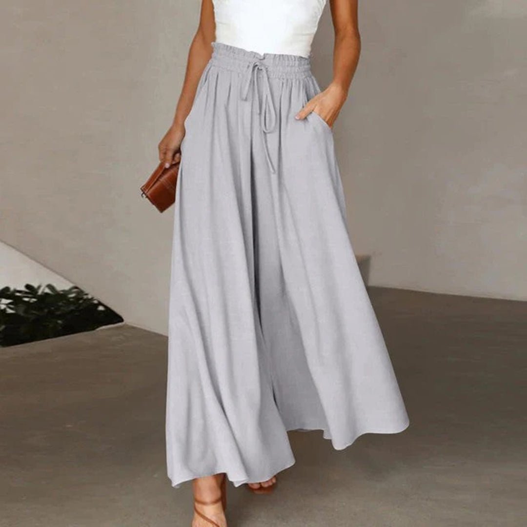 Dörthe Weite Leinenhose im Culotte-Stil mit hohem Bund Foto 3
