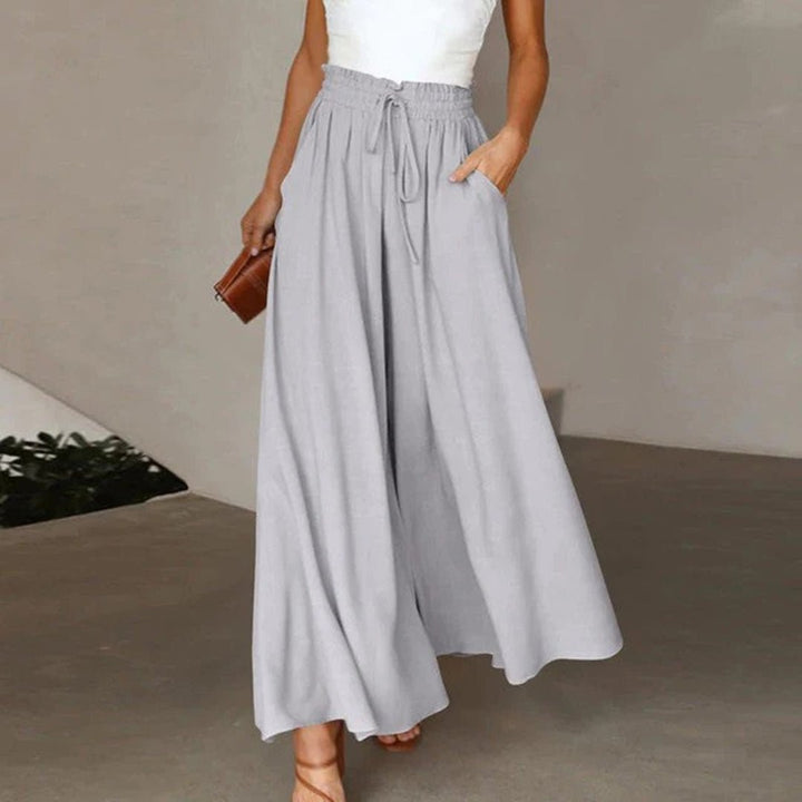 Dörthe Weite Leinenhose im Culotte-Stil mit hohem Bund Foto 3