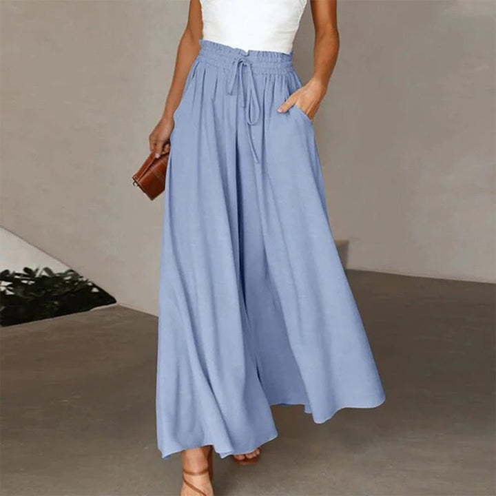 Dörthe Weite Leinenhose im Culotte-Stil mit hohem Bund Foto 4