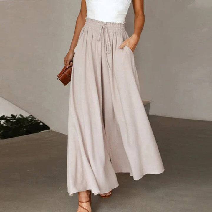Dörthe Weite Leinenhose im Culotte-Stil mit hohem Bund Foto 5