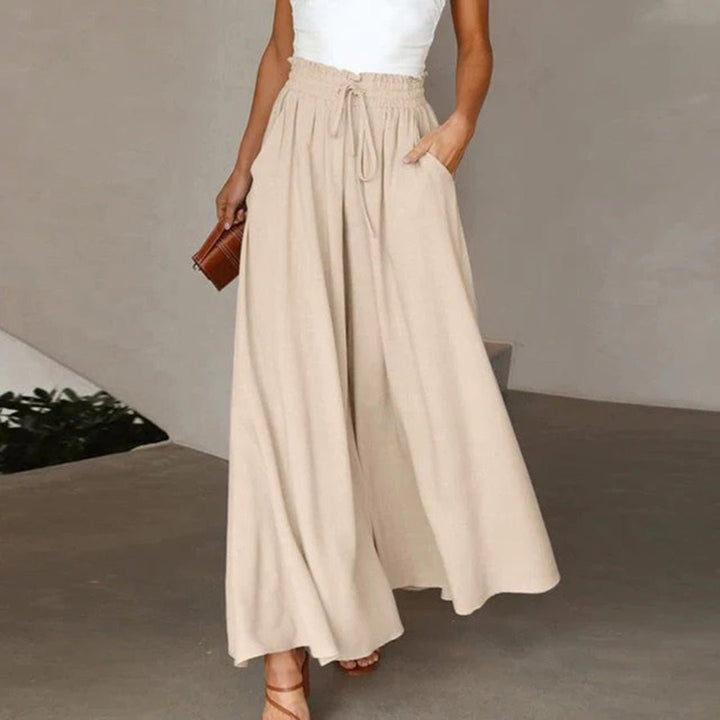 Dörthe Weite Leinenhose im Culotte-Stil mit hohem Bund Foto 6