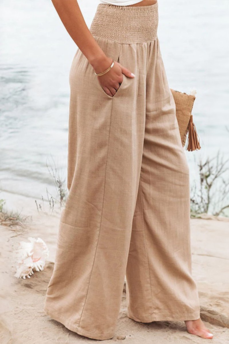 Edda Weite Leinenhose mit elastischem Smok-Bund Foto 2