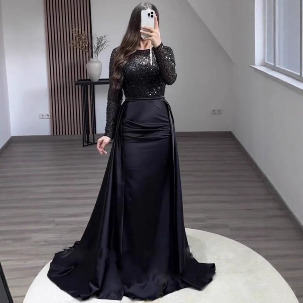 Eldrid Abendkleid mit Perlenoberteil und Satinrock Foto 5