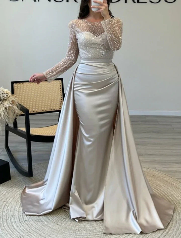 Eldrid Abendkleid mit Perlenoberteil und Satinrock Foto 6