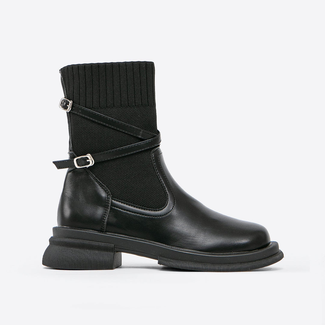 Elegante Damen Stiefeletten mit Wickelriemen und hohem Absatz (10)