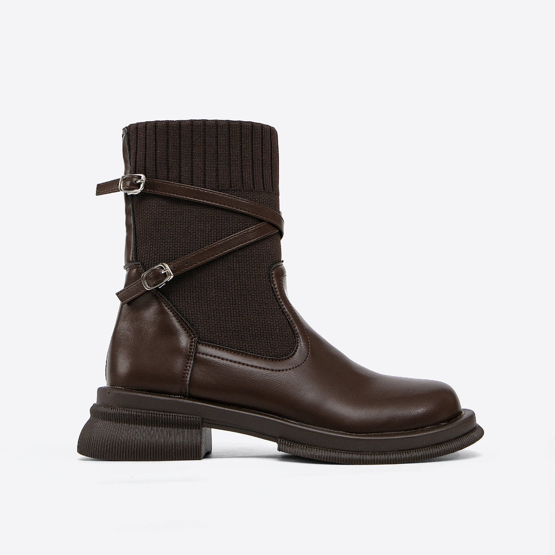 Elegante Damen Stiefeletten mit Wickelriemen und hohem Absatz (5)