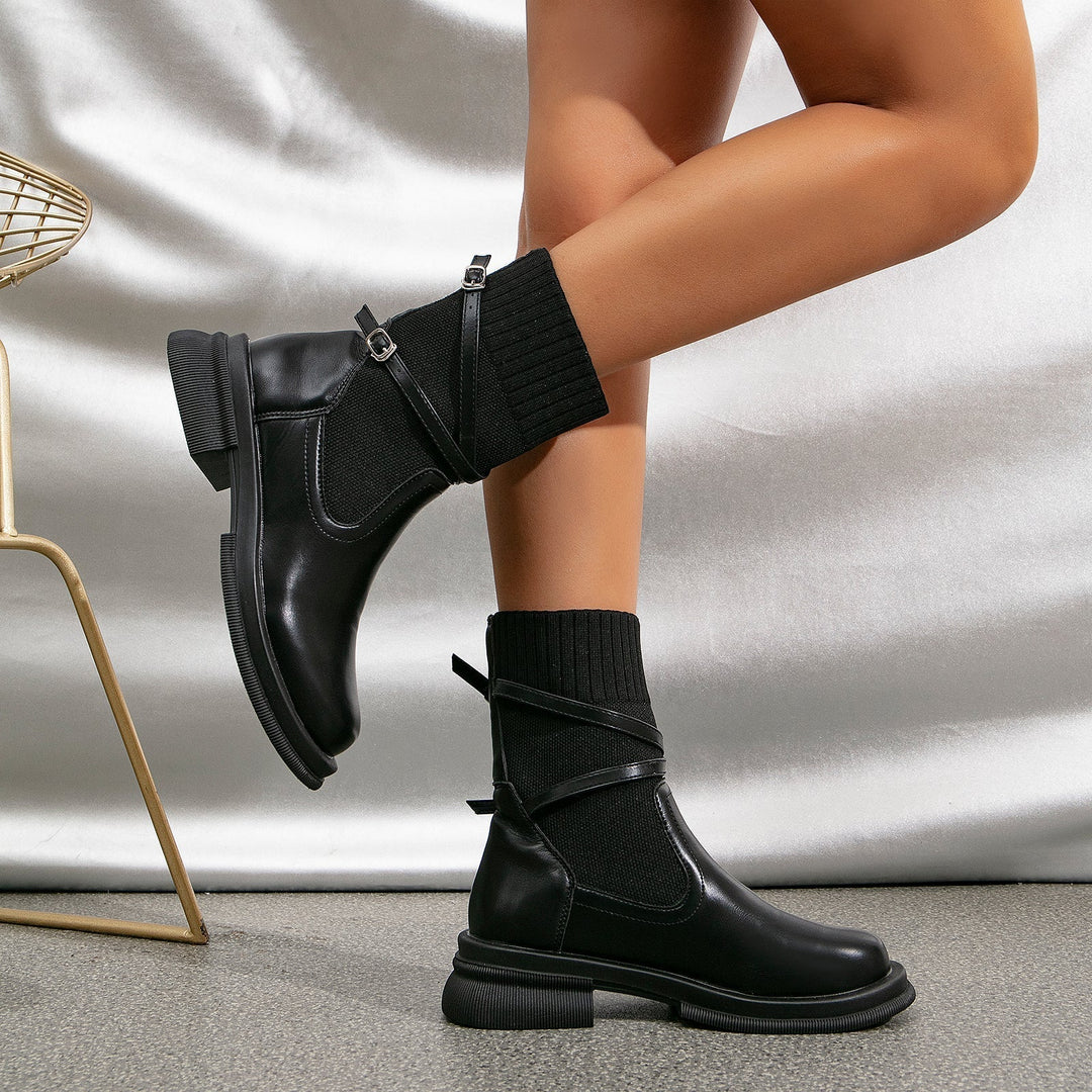 Elegante Damen Stiefeletten mit Wickelriemen und hohem Absatz (8)