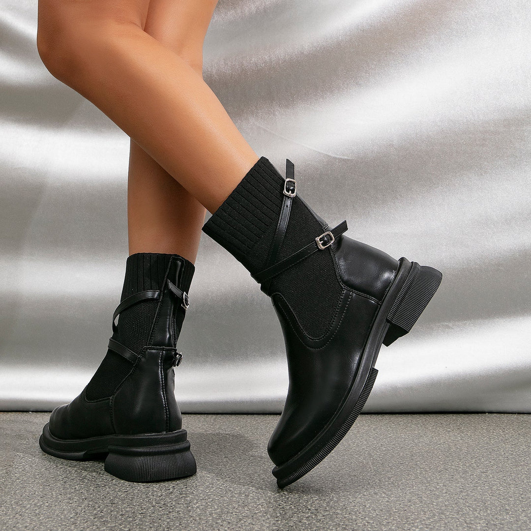 Elegante Damen Stiefeletten mit Wickelriemen und hohem Absatz (9)