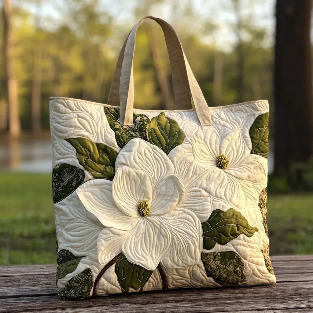 Elegante Damen Tragetasche mit Blumenmotiv in Weiß