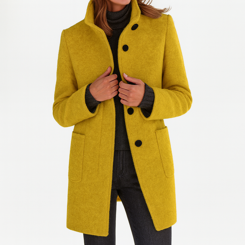 Eleganter Damen Wintermantel für Herbst in Gelb