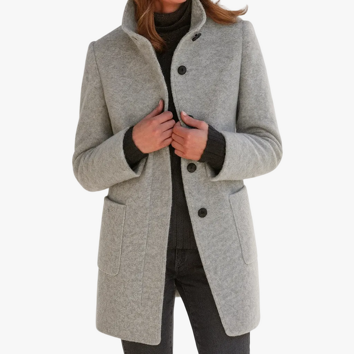 Eleganter Damen Wintermantel für Herbst in Grau