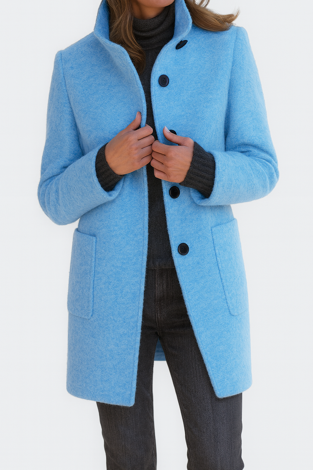 Eleganter Damen Wintermantel für Herbst in Hellblau