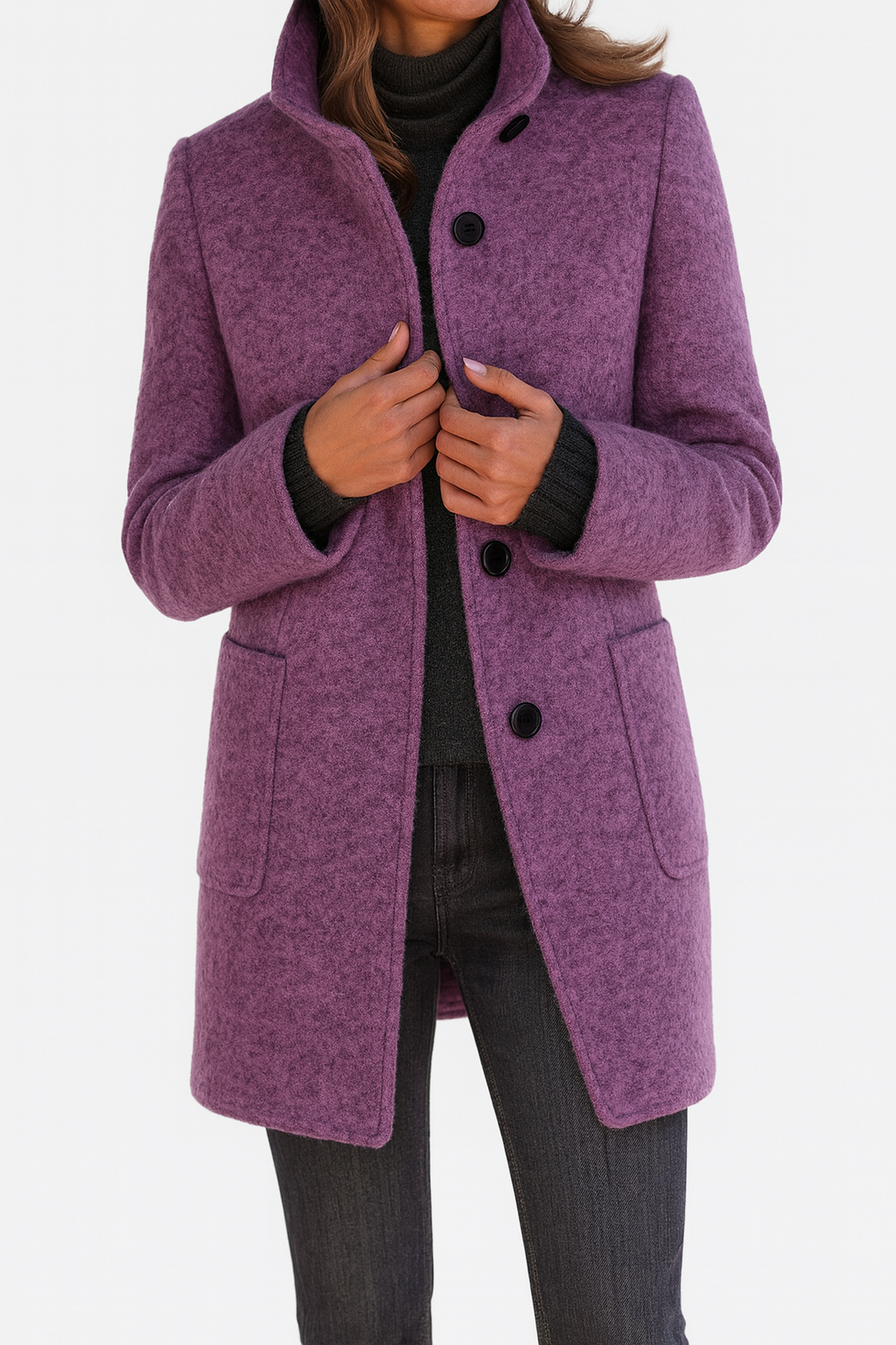 Eleganter Damen Wintermantel für Herbst in Lila
