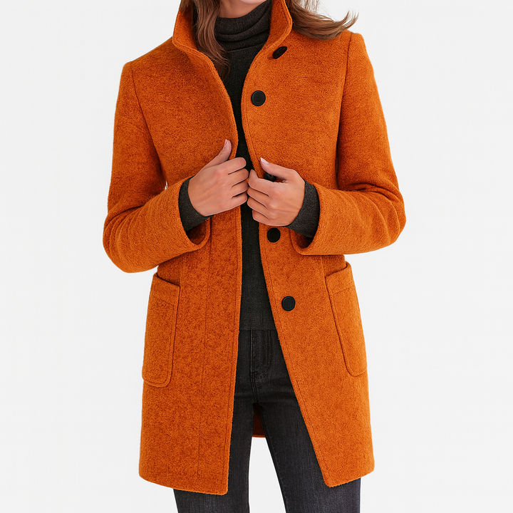 Eleganter Damen Wintermantel für Herbst in Orange