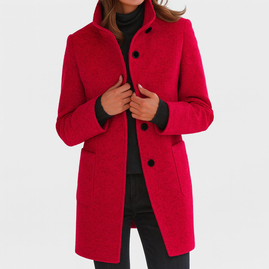 Eleganter Damen Wintermantel für Herbst in Rot
