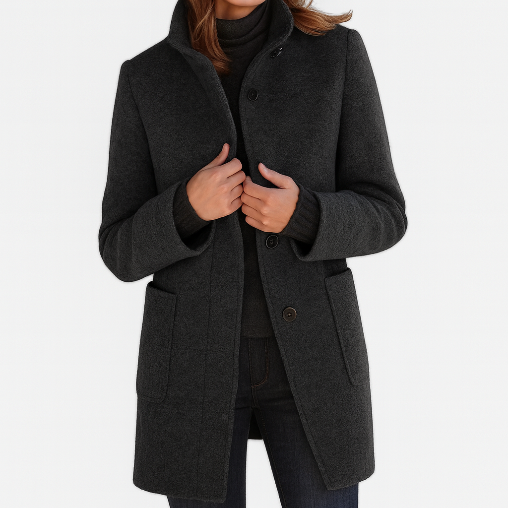 Eleganter Damen Wintermantel für Herbst in Schwarz