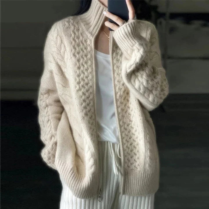 Eleganter Kaschmir Cardigan für Damen in Aprikose