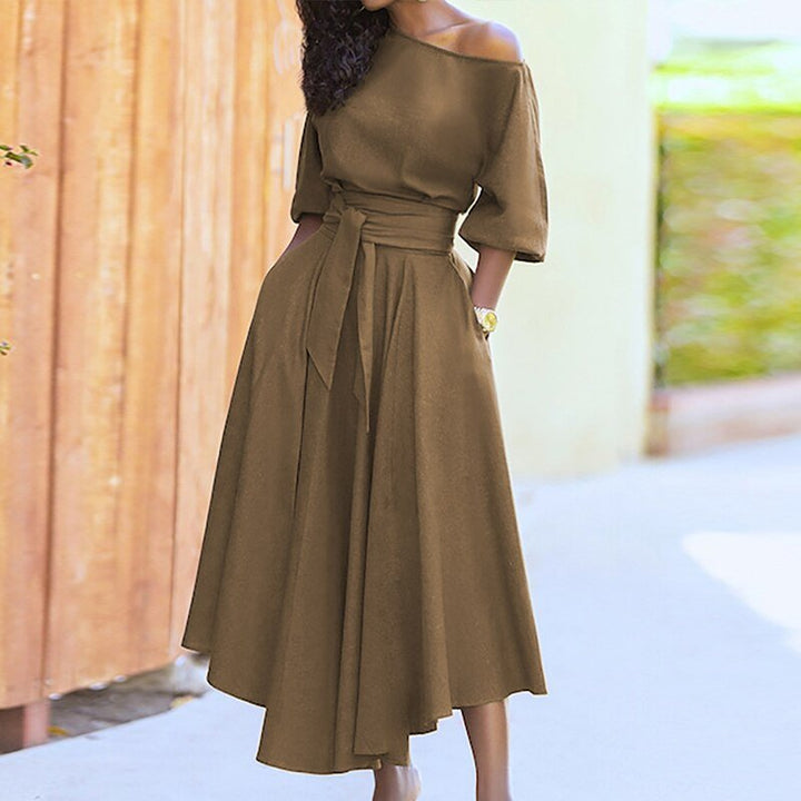 Elegantes Damen Kleid zum Wickeln mit A-Linie in 01 Khaki