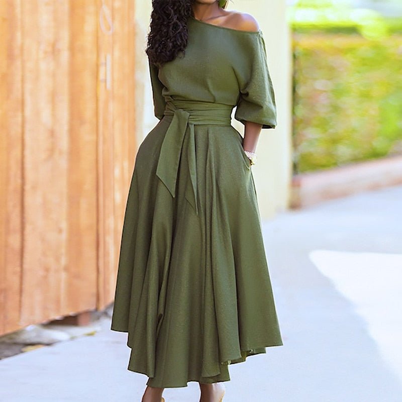 Elegantes Damen Kleid zum Wickeln mit A-Linie in Grün