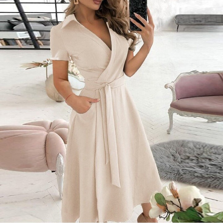 Elegantes Damen Kleid zum Wickeln mit A-Linie in Khaki
