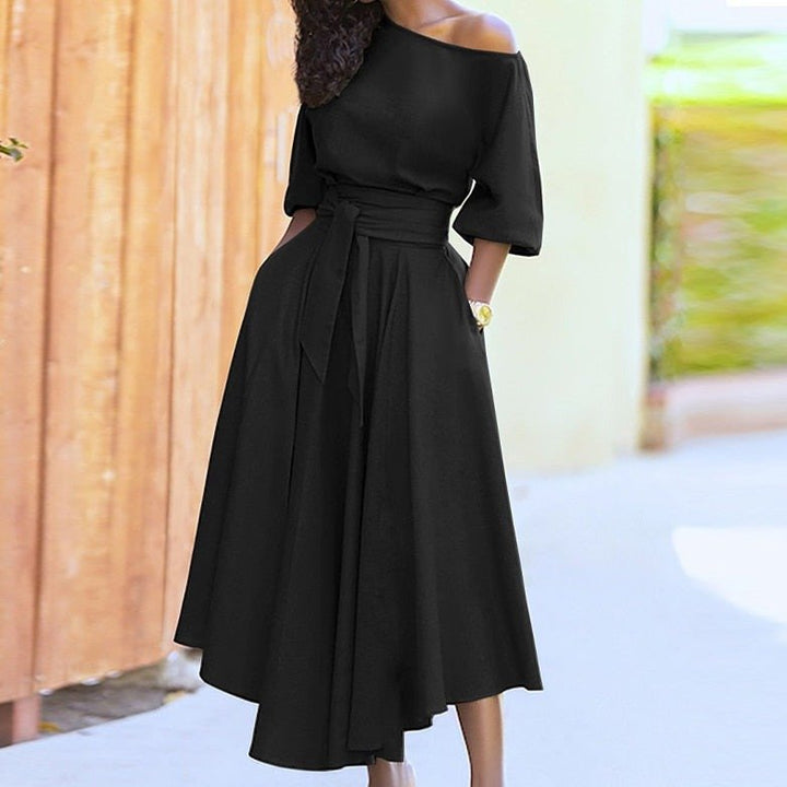 Elegantes Damen Kleid zum Wickeln mit A-Linie in Schwarz