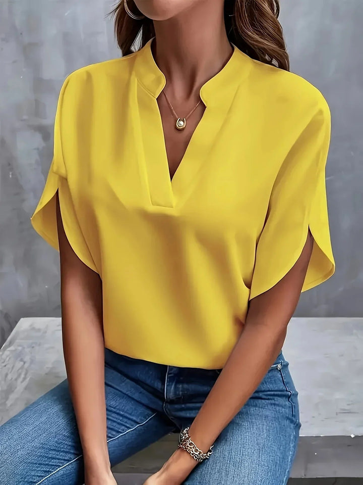 Fenna Elegante Bluse mit V-Ausschnitt und Schlitzärmeln Foto 3
