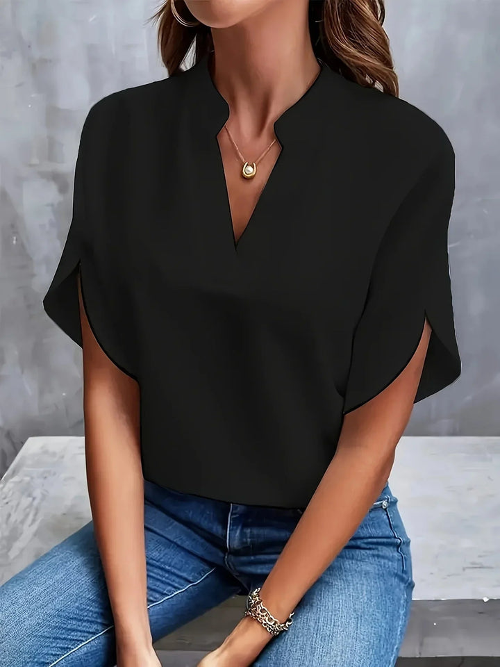 Fenna Elegante Bluse mit V-Ausschnitt und Schlitzärmeln Foto 4