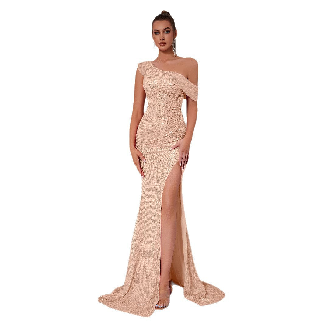 Gerd One-Shoulder-Abendkleid mit Glitzer und Beinschlitz Foto 5