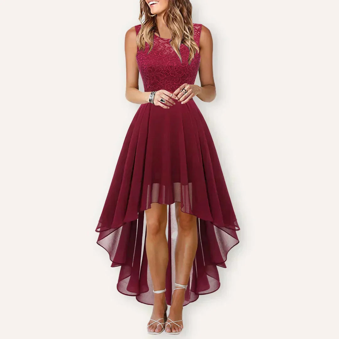 Greta Elegantes High-Low-Midikleid für Hochzeitsgäste Foto 1