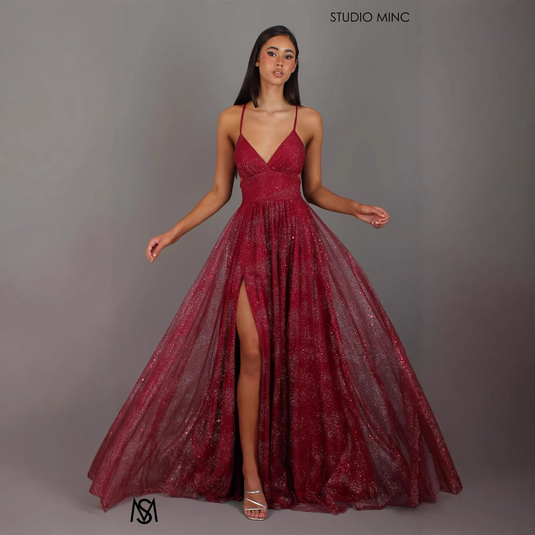 Hedvig Abendkleid mit Spaghettiträgern in fließender A-Linie Foto 3