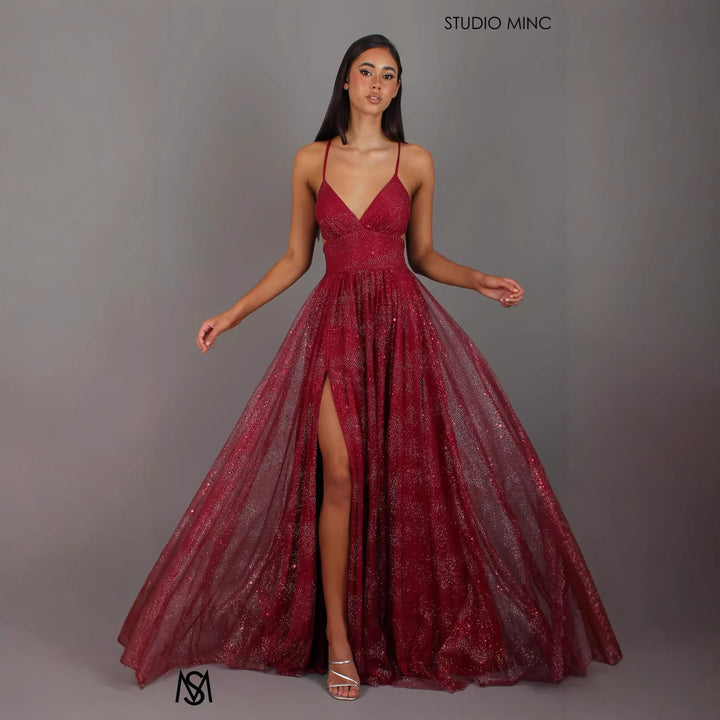 Hedvig Abendkleid mit Spaghettiträgern in fließender A-Linie Foto 3