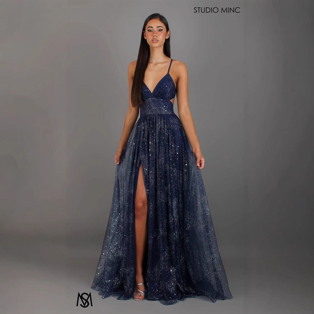 Hedvig Abendkleid mit Spaghettiträgern in fließender A-Linie Foto 4