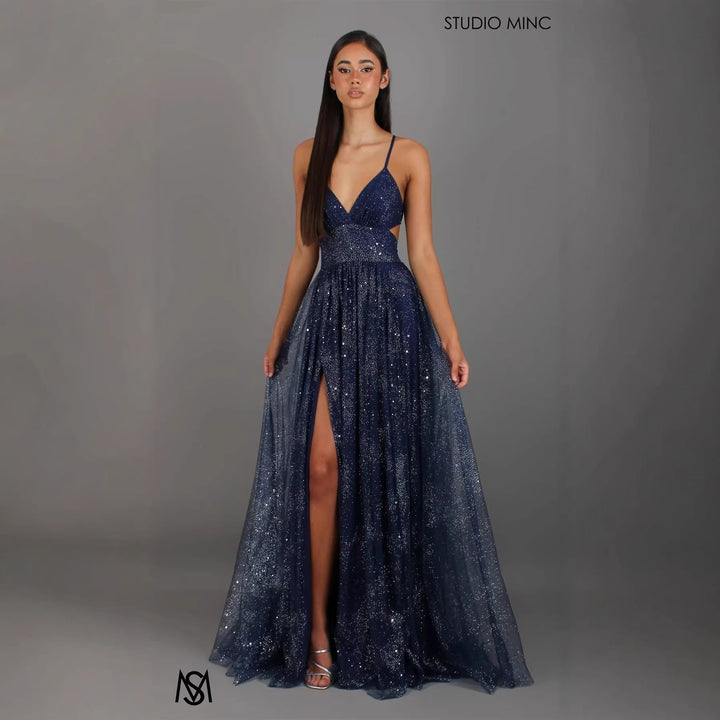 Hedvig Abendkleid mit Spaghettiträgern in fließender A-Linie Foto 4