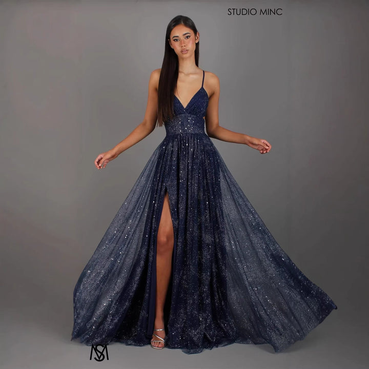 Hedvig Abendkleid mit Spaghettiträgern in fließender A-Linie Foto 6