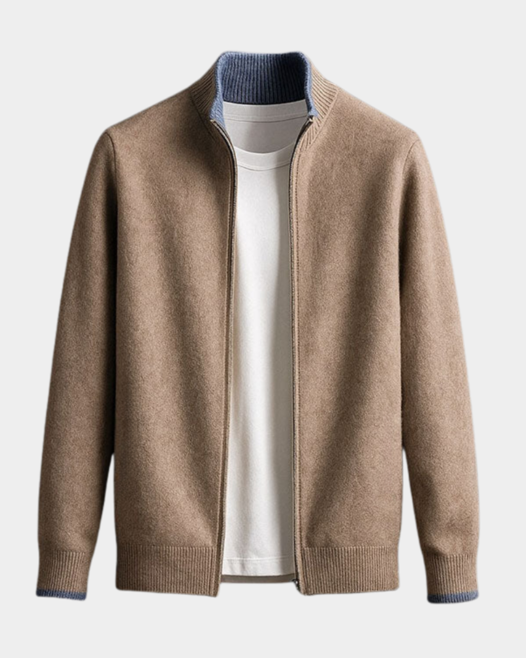 Herren Weihnachts-Cardigan mit italienischem Schnitt in Kamel