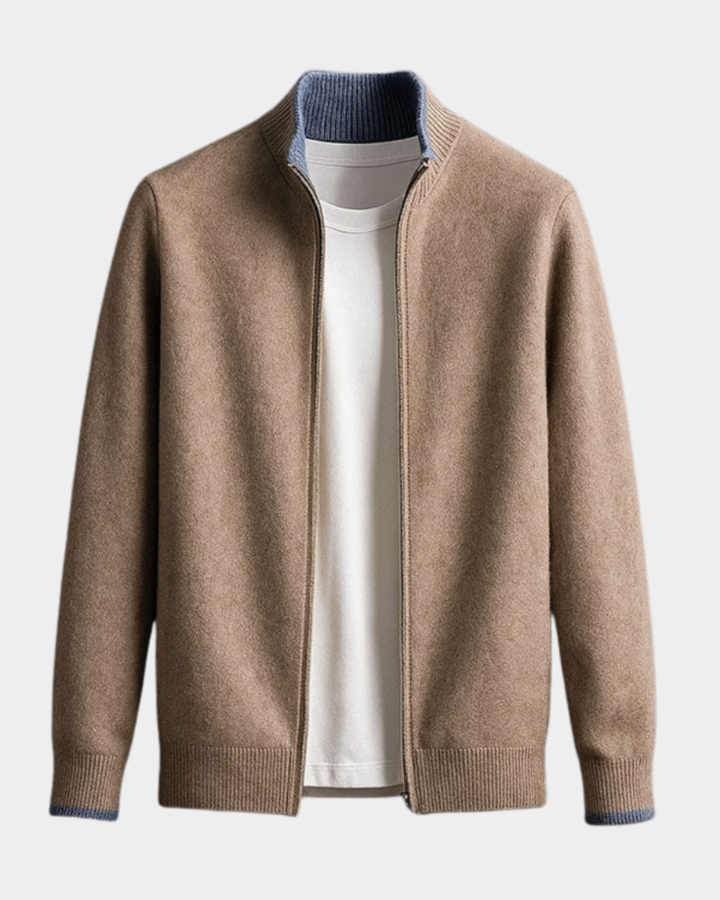 Herren Weihnachts-Cardigan mit italienischem Schnitt in Kamel