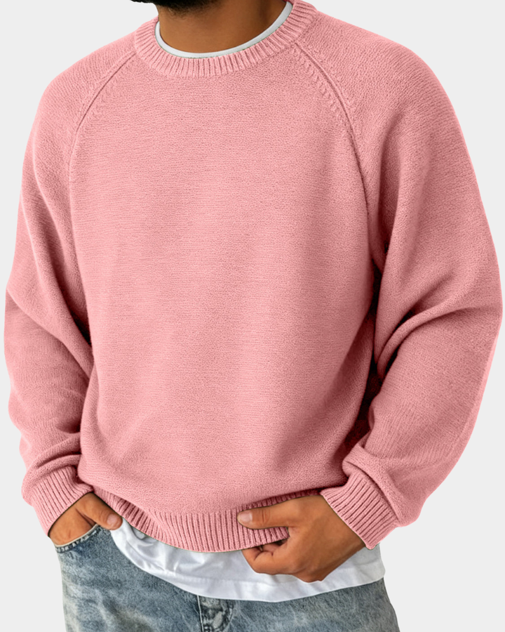 Herren Weihnachtspullover mit klassischem Rundhals in Rosa