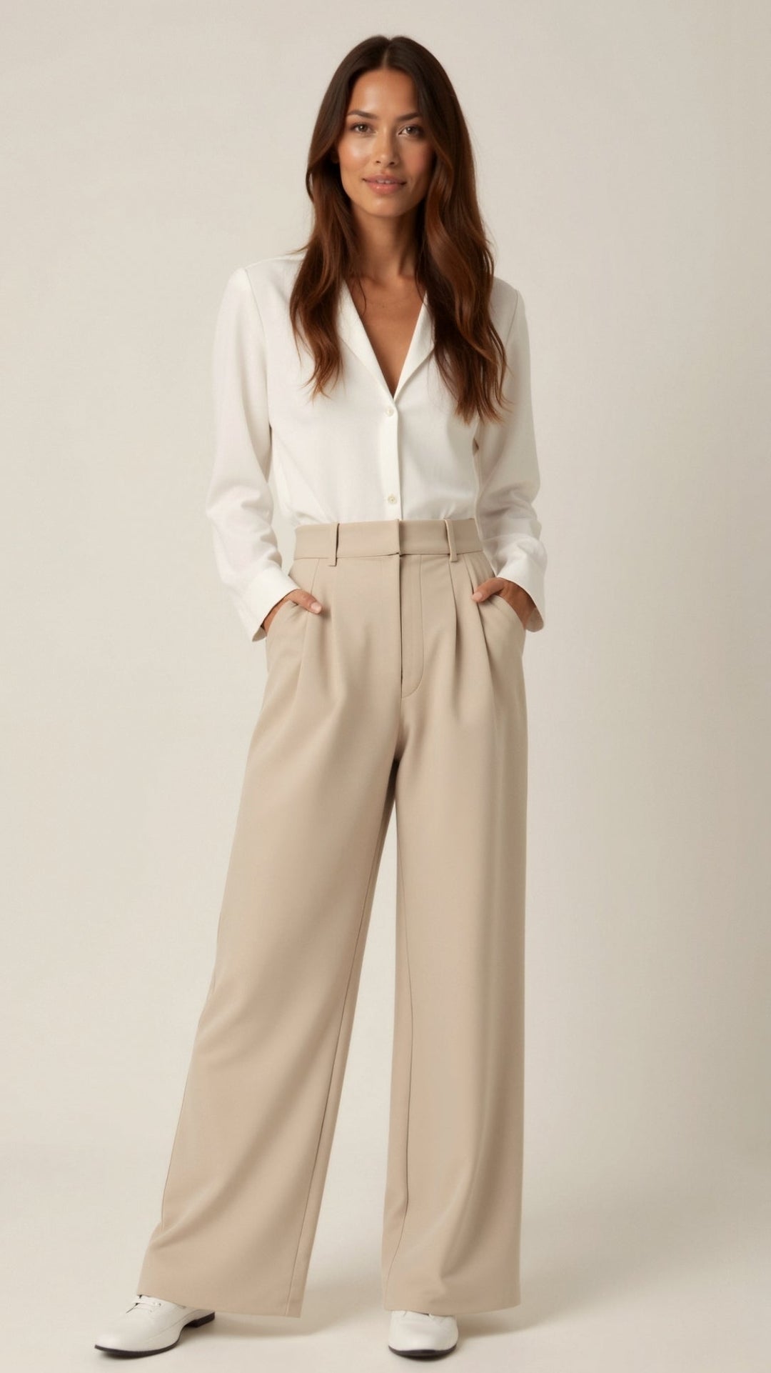 Karlijn Elegante weite Sommerhose mit hohem Bund Foto 1