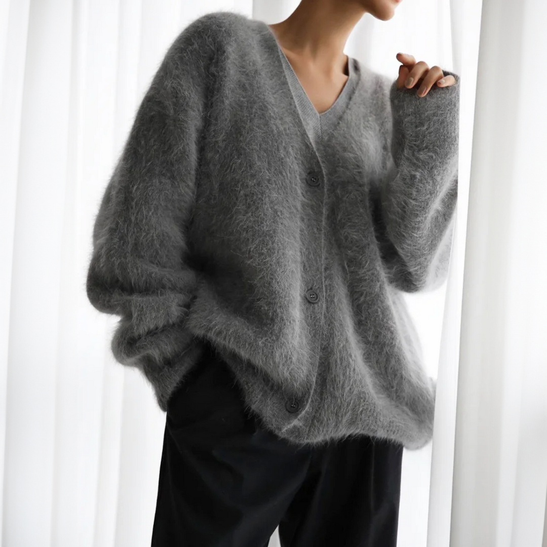 Klaasje Weiche Strickjacke in Naturtönen Foto 3