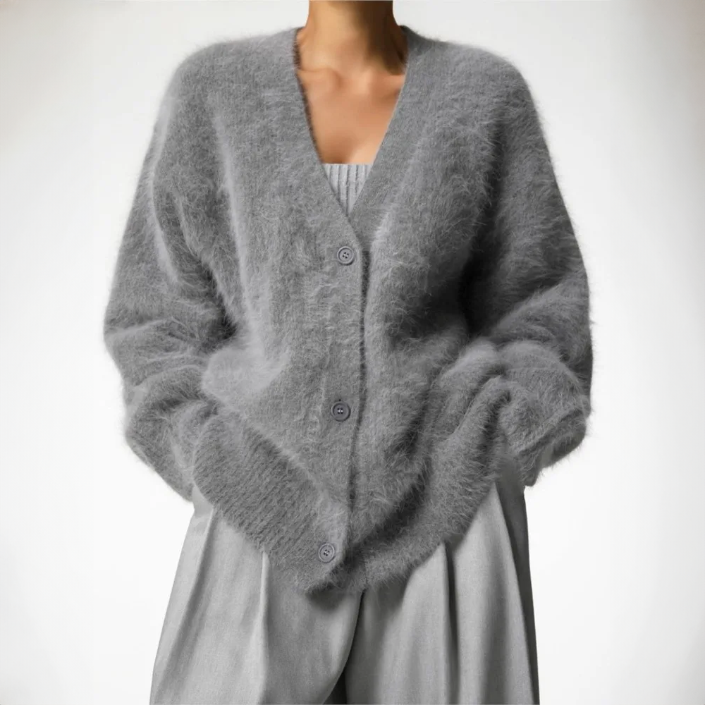 Klaasje Weiche Strickjacke in Naturtönen Foto 6