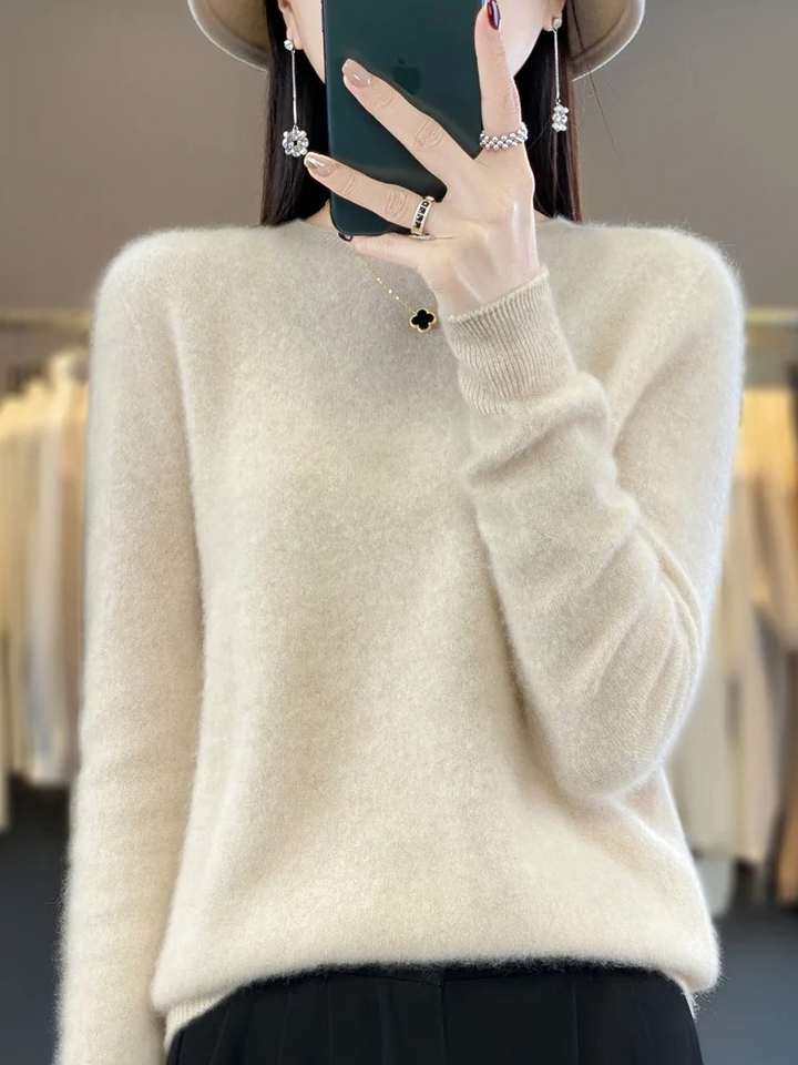 Klassische Damen Strickjacke mit Rundhals (3)