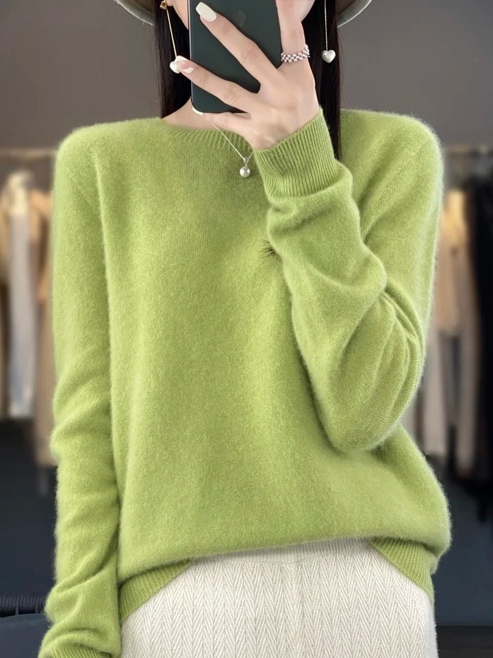 Klassische Damen Strickjacke mit Rundhals (4)